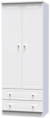 Crystal Ash 2 Door 2 Drawer Wardrobe - Welcome Furniture