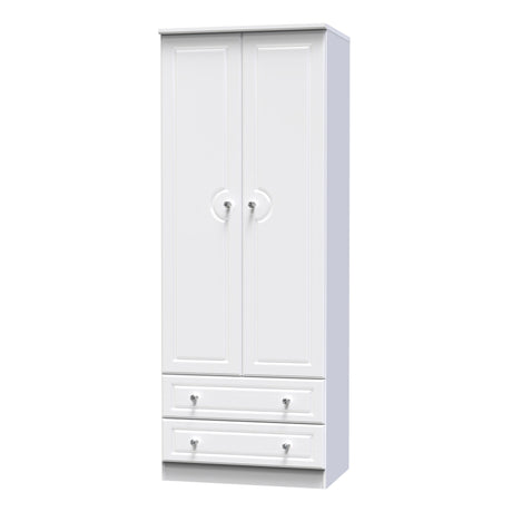 Crystal Ash 2 Door 2 Drawer Wardrobe - Welcome Furniture