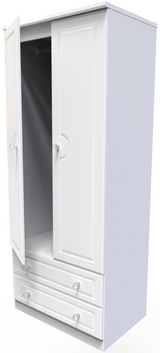 Crystal Ash 2 Door 2 Drawer Wardrobe - Welcome Furniture