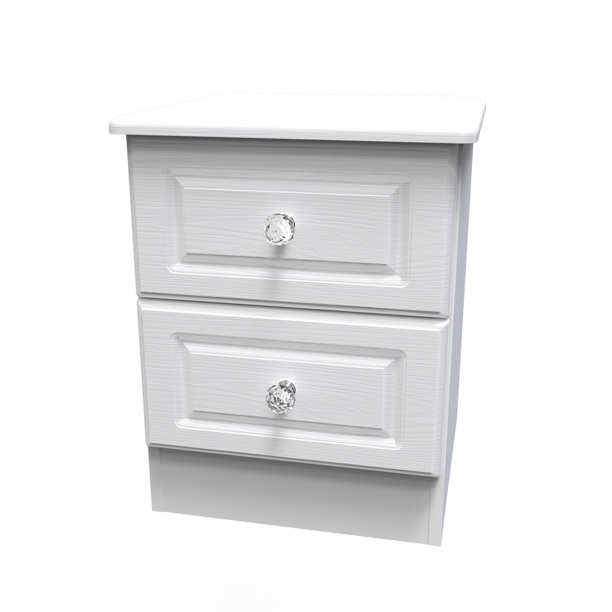 Crystal Ash 2 Drawer Bedside Cabinet - Welcome Furniture