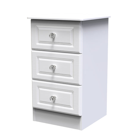 Crystal Ash 3 Drawer Bedside Cabinet - Welcome Furniture