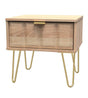 Cube 1 Drawer Bedside Cabinet with Gold Hairpin Legs - Welcome Furniture
