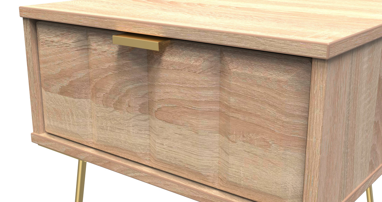 Cube 1 Drawer Bedside Cabinet with Gold Hairpin Legs - Welcome Furniture