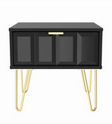 Cube 1 Drawer Bedside Cabinet with Gold Hairpin Legs - Welcome Furniture