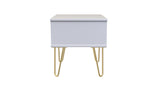 Cube 1 Drawer Bedside Cabinet with Gold Hairpin Legs - Welcome Furniture