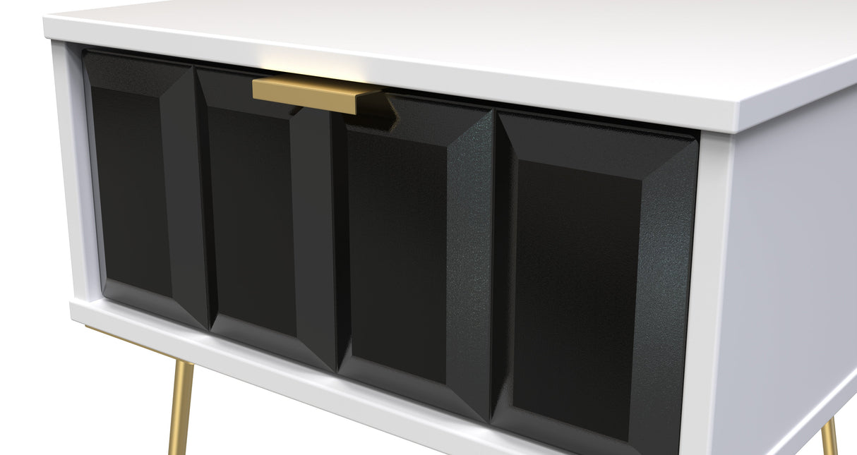 Cube 1 Drawer Bedside Cabinet with Gold Hairpin Legs - Welcome Furniture
