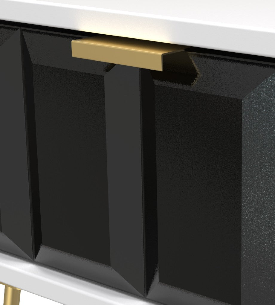 Cube 1 Drawer Bedside Cabinet with Gold Hairpin Legs - Welcome Furniture
