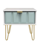 Cube 1 Drawer Bedside Cabinet with Gold Hairpin Legs - Welcome Furniture