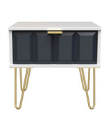 Cube 1 Drawer Bedside Cabinet with Gold Hairpin Legs - Welcome Furniture