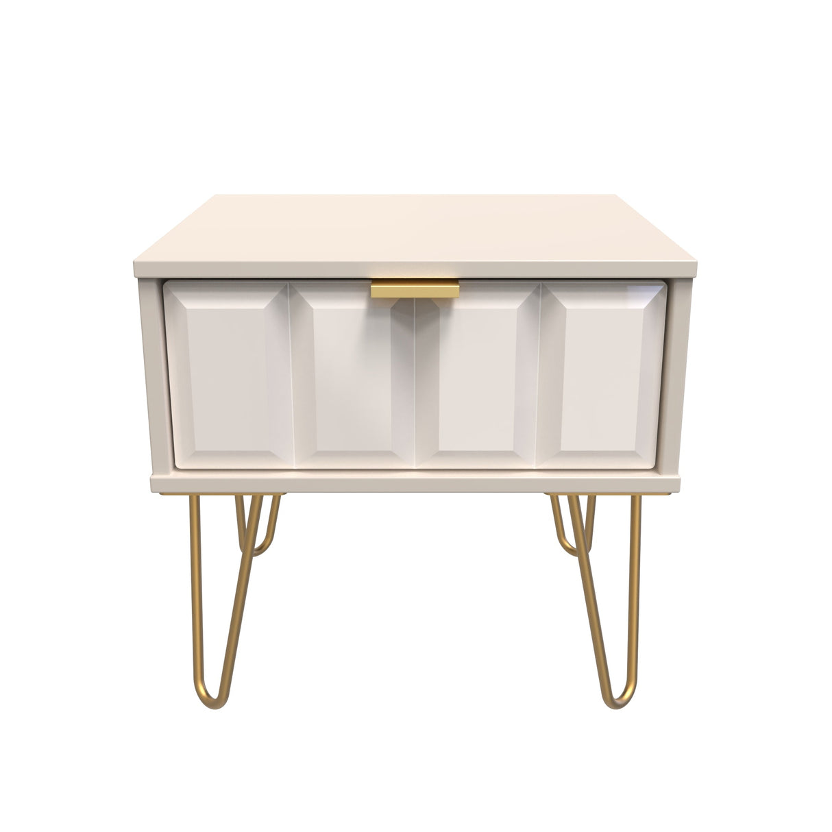 Cube 1 Drawer Bedside Cabinet with Gold Hairpin Legs - Welcome Furniture