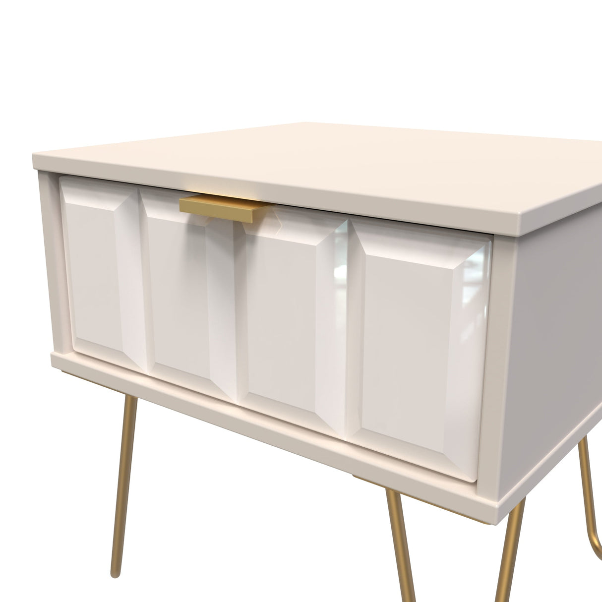 Cube 1 Drawer Bedside Cabinet with Gold Hairpin Legs - Welcome Furniture