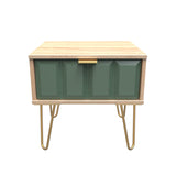 Cube 1 Drawer Bedside Cabinet with Gold Hairpin Legs - Welcome Furniture