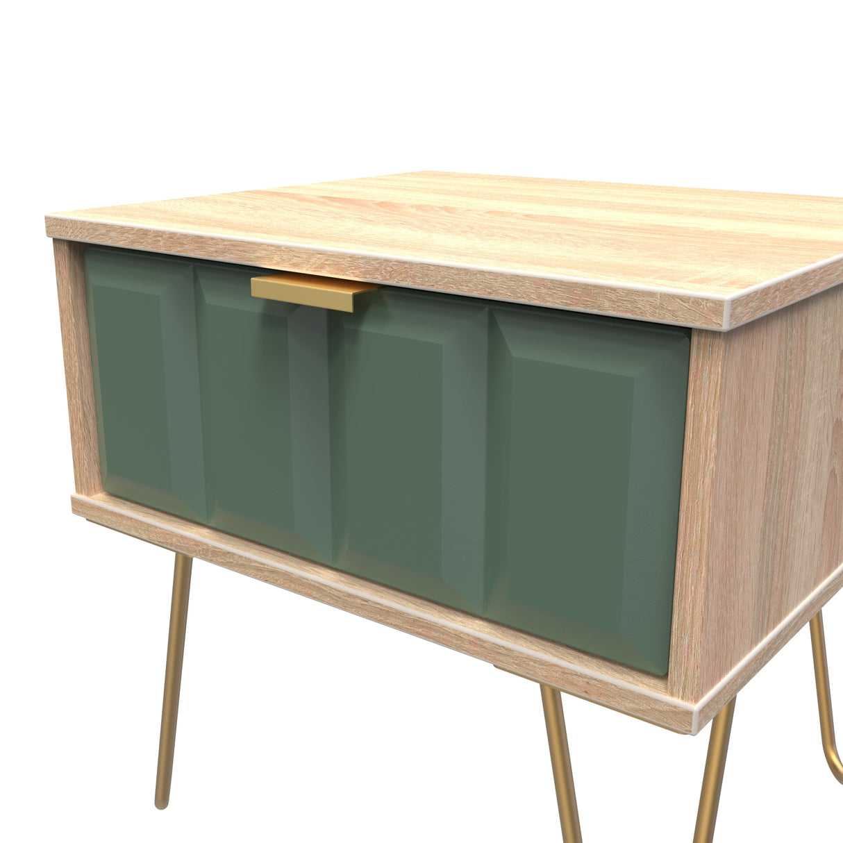Cube 1 Drawer Bedside Cabinet with Gold Hairpin Legs - Welcome Furniture