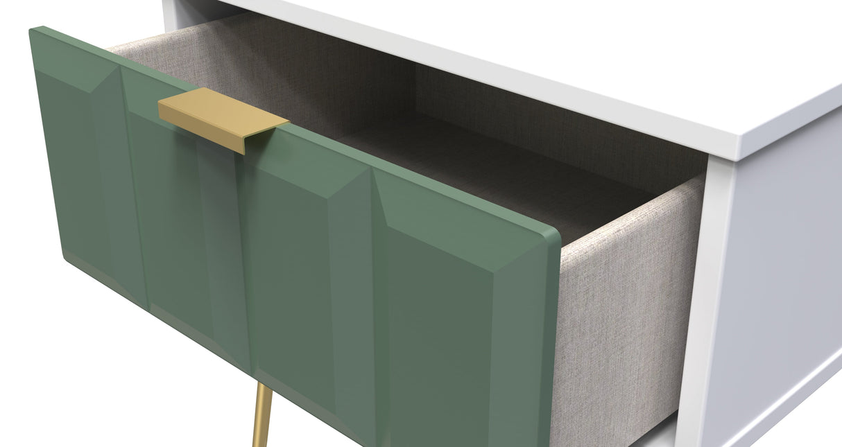 Cube 1 Drawer Bedside Cabinet with Gold Hairpin Legs - Welcome Furniture