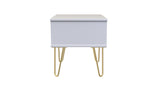 Cube 1 Drawer Bedside Cabinet with Gold Hairpin Legs - Welcome Furniture