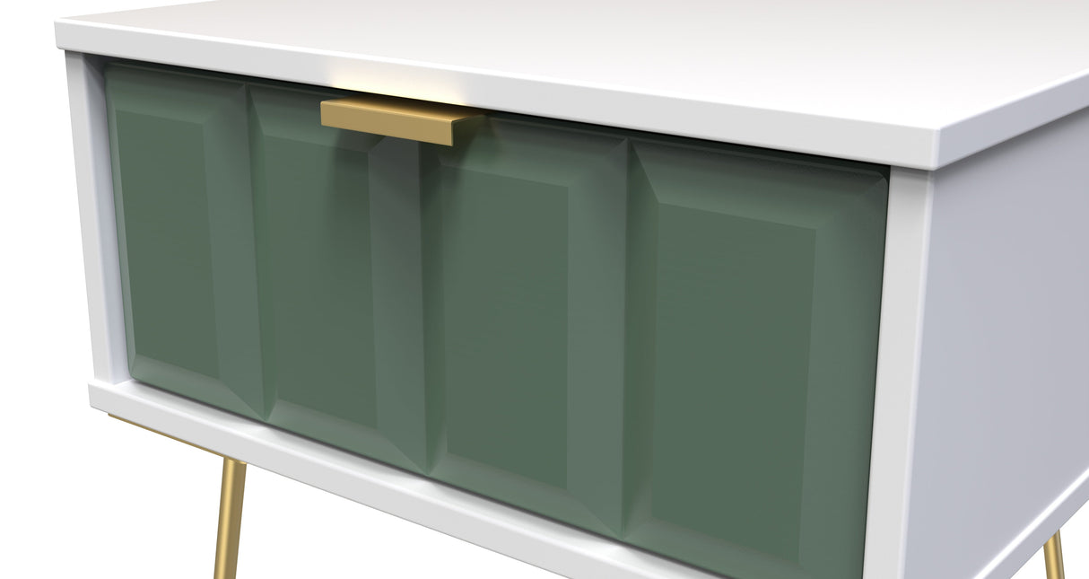 Cube 1 Drawer Bedside Cabinet with Gold Hairpin Legs - Welcome Furniture