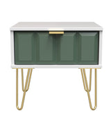 Cube 1 Drawer Bedside Cabinet with Gold Hairpin Legs - Welcome Furniture
