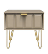 Cube 1 Drawer Bedside Cabinet with Gold Hairpin Legs - Welcome Furniture