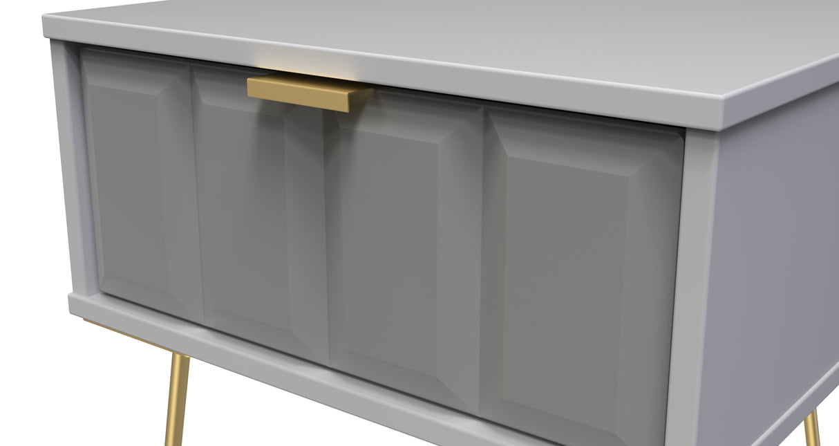 Cube 1 Drawer Bedside Cabinet with Gold Hairpin Legs - Welcome Furniture