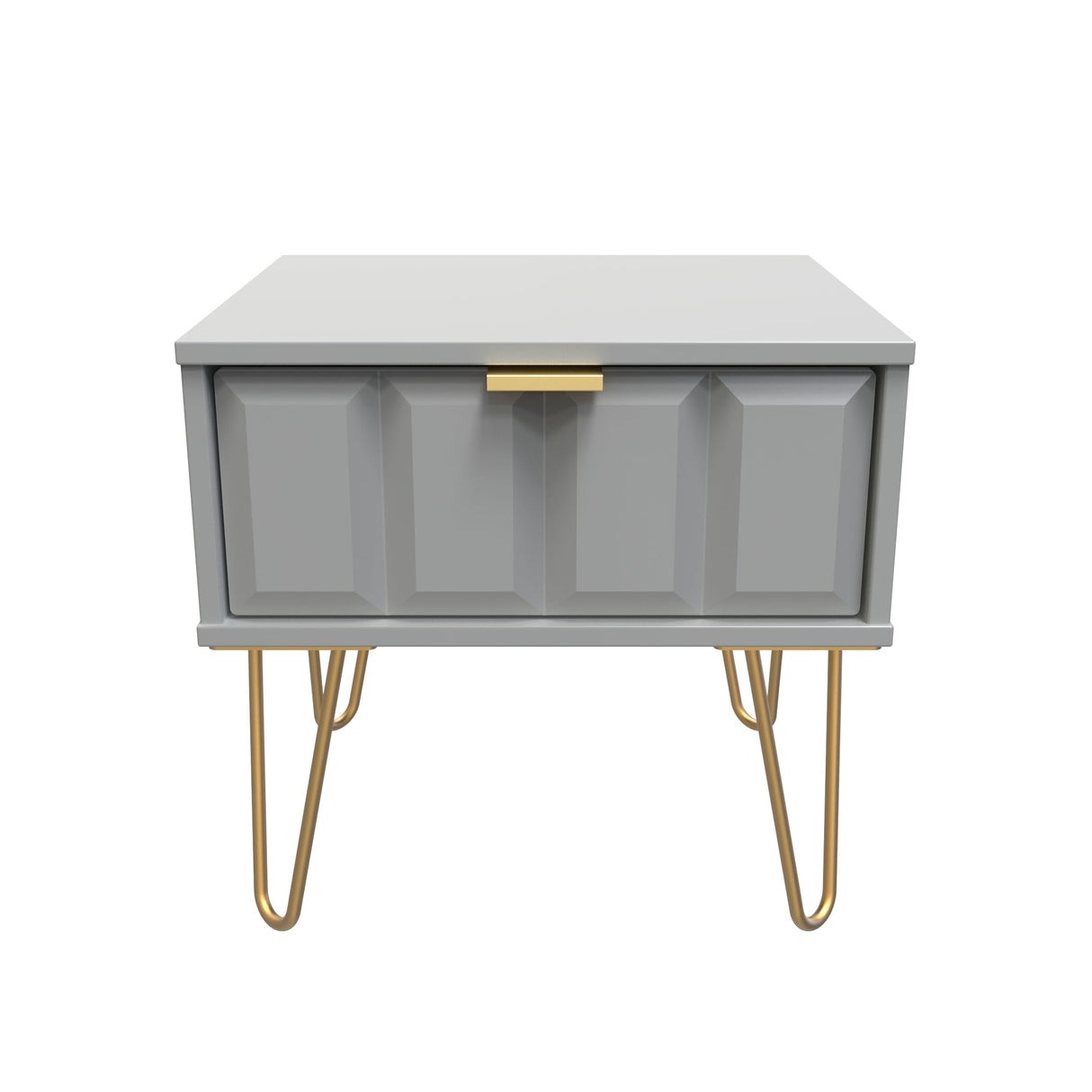 Cube 1 Drawer Bedside Cabinet with Gold Hairpin Legs - Welcome Furniture