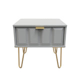 Cube 1 Drawer Bedside Cabinet with Gold Hairpin Legs - Welcome Furniture