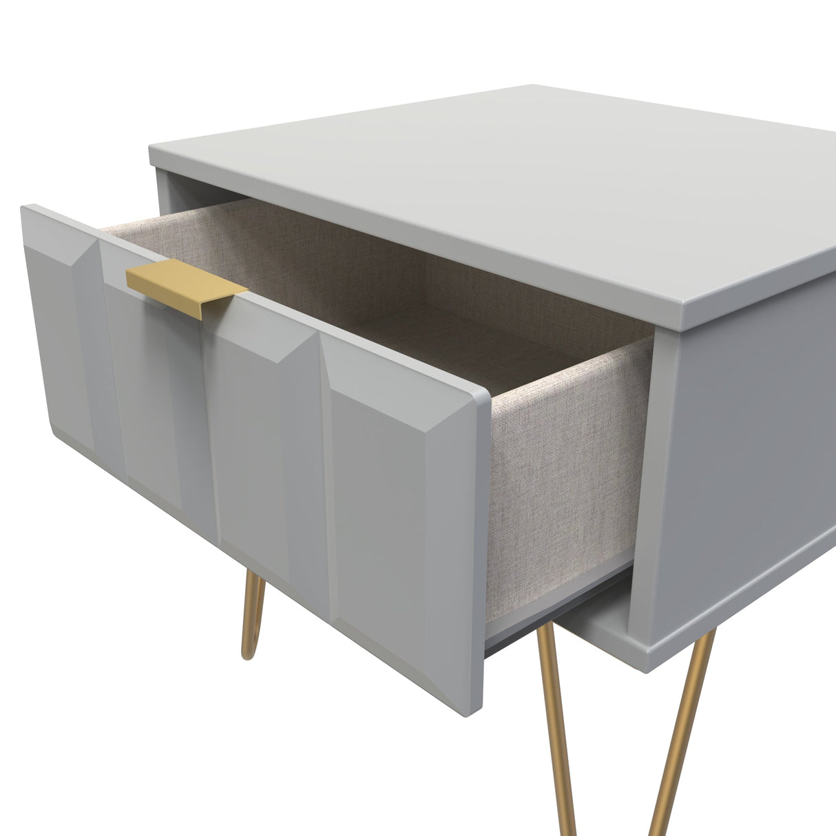 Cube 1 Drawer Bedside Cabinet with Gold Hairpin Legs - Welcome Furniture