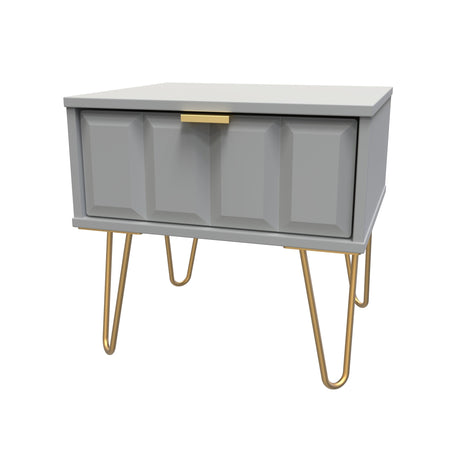 Cube 1 Drawer Bedside Cabinet with Gold Hairpin Legs - Welcome Furniture