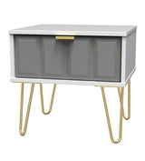 Cube 1 Drawer Bedside Cabinet with Gold Hairpin Legs - Welcome Furniture