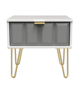 Cube 1 Drawer Bedside Cabinet with Gold Hairpin Legs - Welcome Furniture