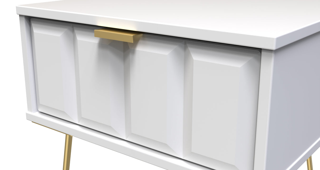 Cube 1 Drawer Bedside Cabinet with Gold Hairpin Legs - Welcome Furniture