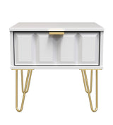Cube 1 Drawer Bedside Cabinet with Gold Hairpin Legs - Welcome Furniture