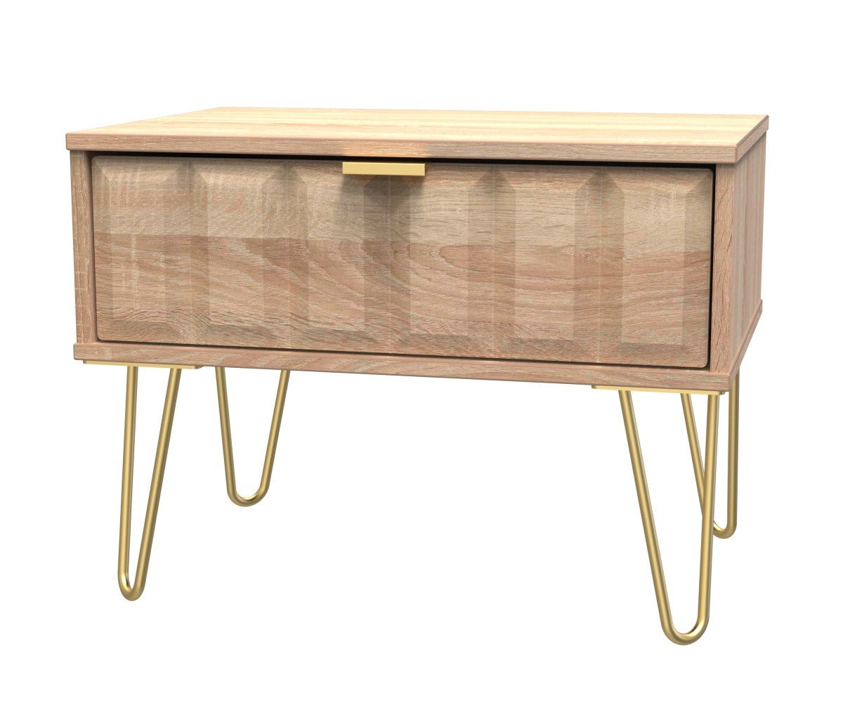 Cube 1 Drawer Midi Chest with Gold Hairpin Legs - Welcome Furniture