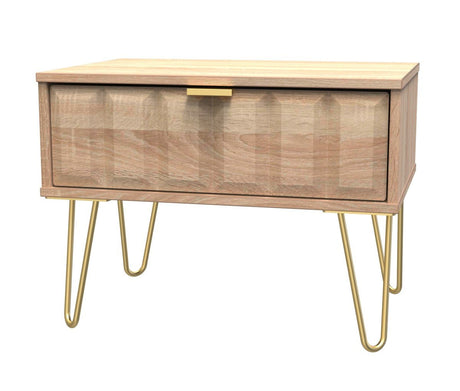 Cube 1 Drawer Midi Chest with Gold Hairpin Legs - Welcome Furniture