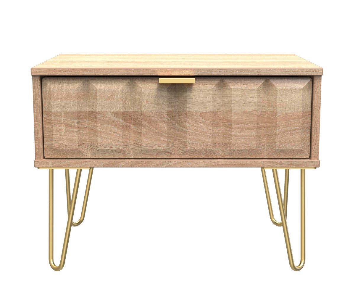 Cube 1 Drawer Midi Chest with Gold Hairpin Legs - Welcome Furniture