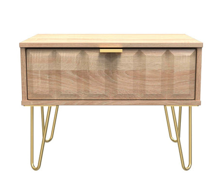 Cube 1 Drawer Midi Chest with Gold Hairpin Legs - Welcome Furniture
