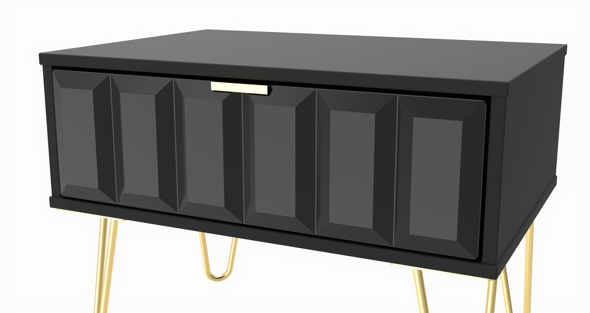 Cube 1 Drawer Midi Chest with Gold Hairpin Legs - Welcome Furniture