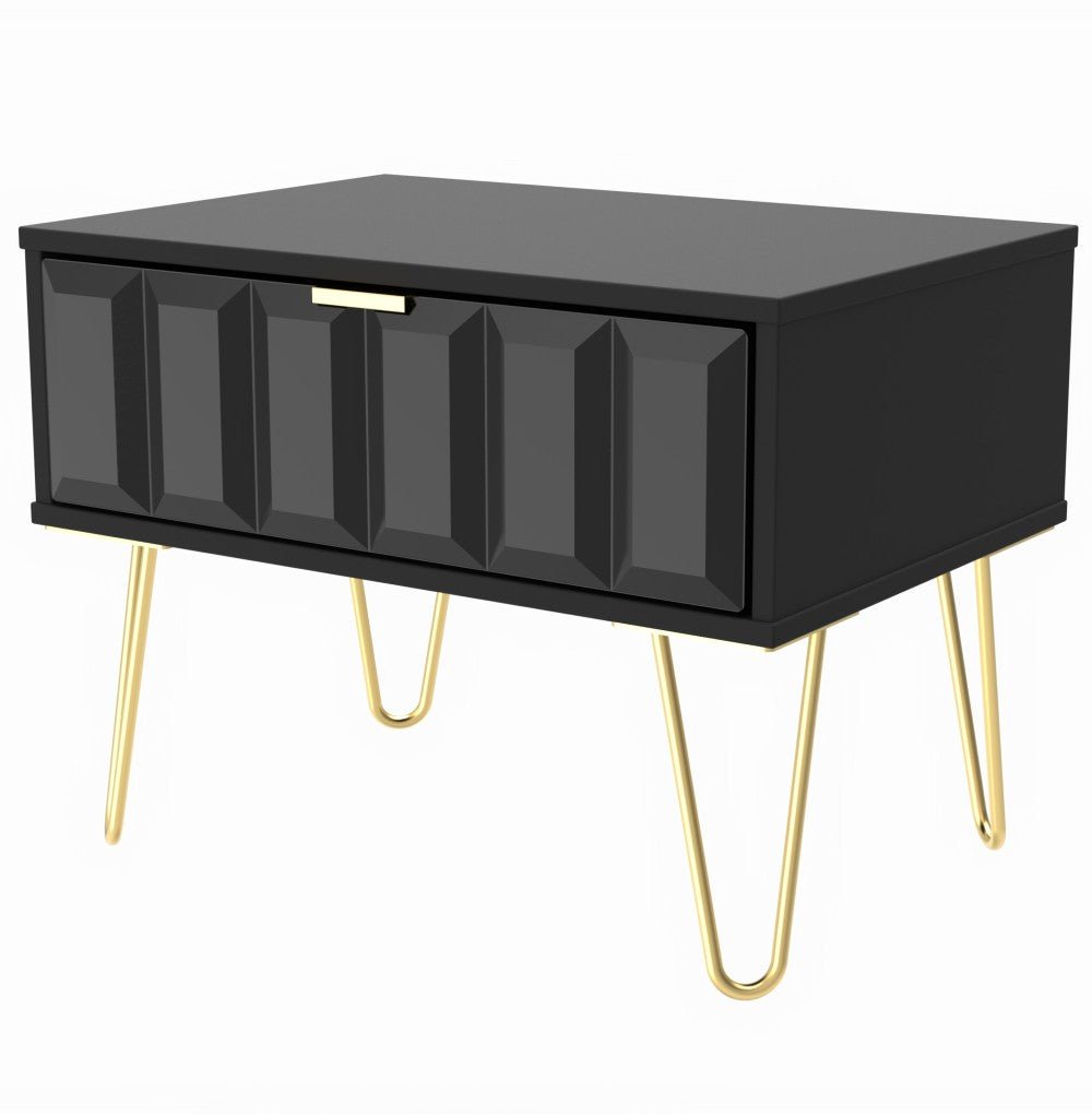 Cube 1 Drawer Midi Chest with Gold Hairpin Legs - Welcome Furniture