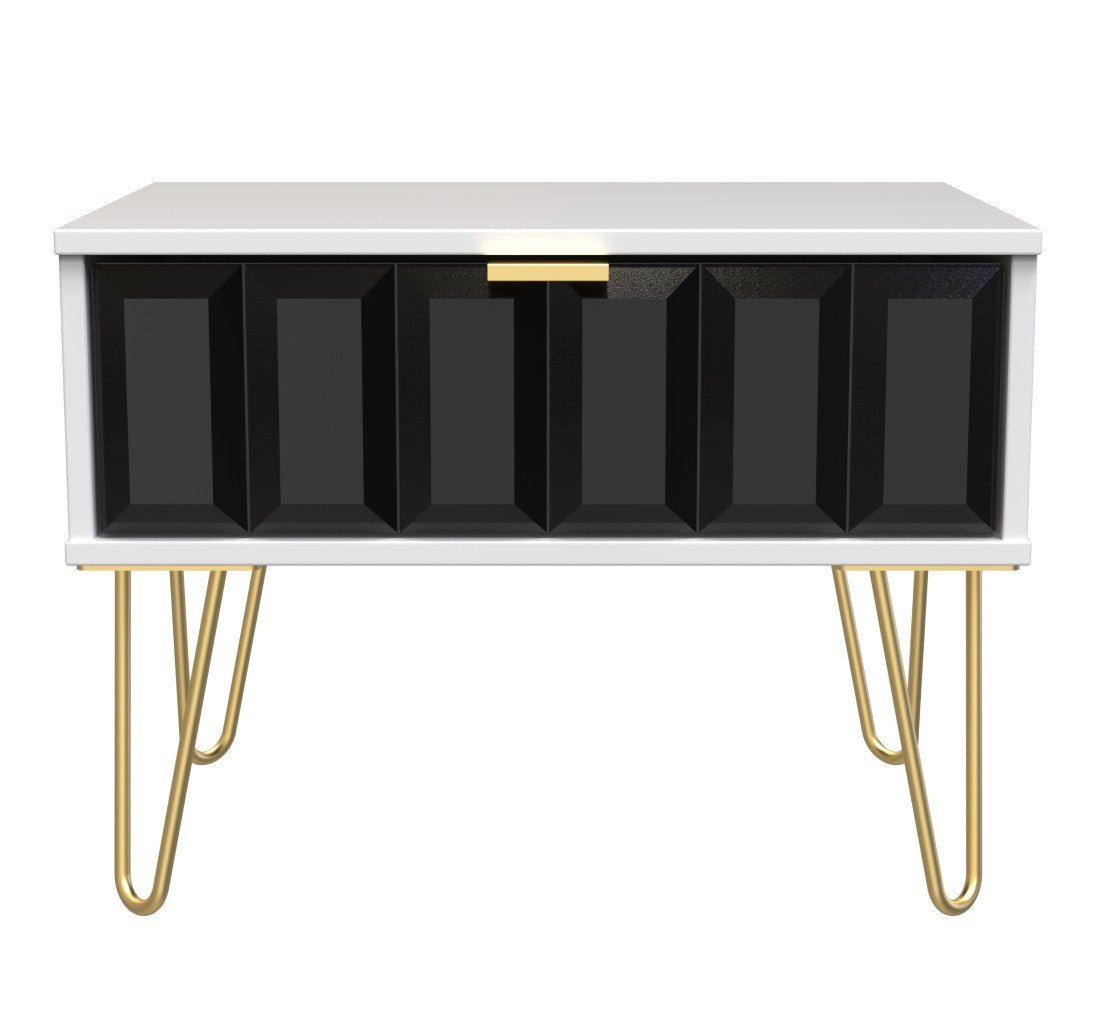 Cube 1 Drawer Midi Chest with Gold Hairpin Legs - Welcome Furniture