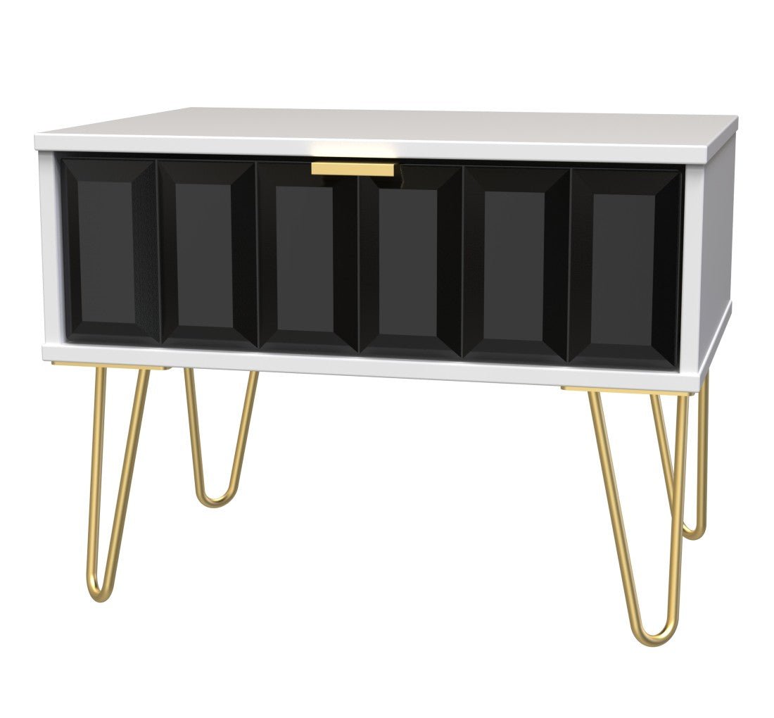 Cube 1 Drawer Midi Chest with Gold Hairpin Legs - Welcome Furniture