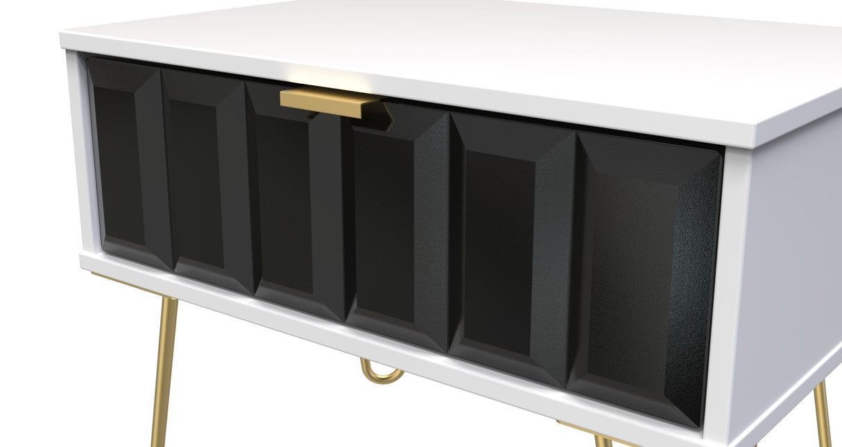 Cube 1 Drawer Midi Chest with Gold Hairpin Legs - Welcome Furniture
