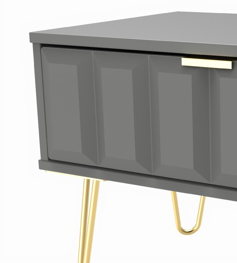 Cube 1 Drawer Midi Chest with Gold Hairpin Legs - Welcome Furniture