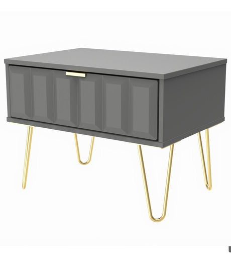 Cube 1 Drawer Midi Chest with Gold Hairpin Legs - Welcome Furniture
