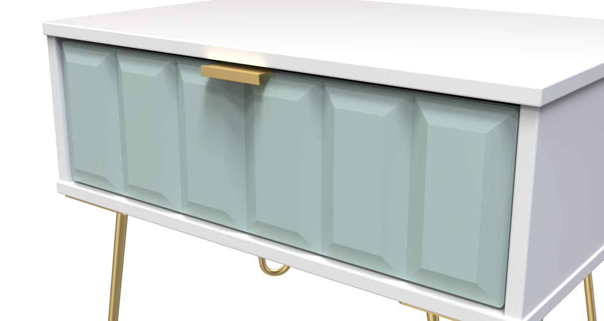 Cube 1 Drawer Midi Chest with Gold Hairpin Legs - Welcome Furniture
