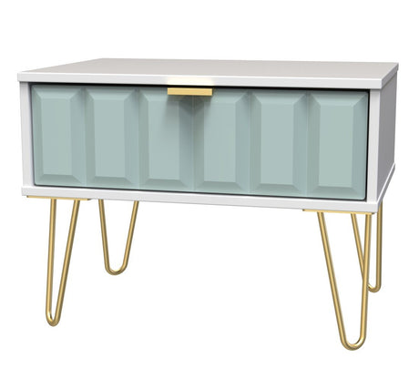 Cube 1 Drawer Midi Chest with Gold Hairpin Legs - Welcome Furniture