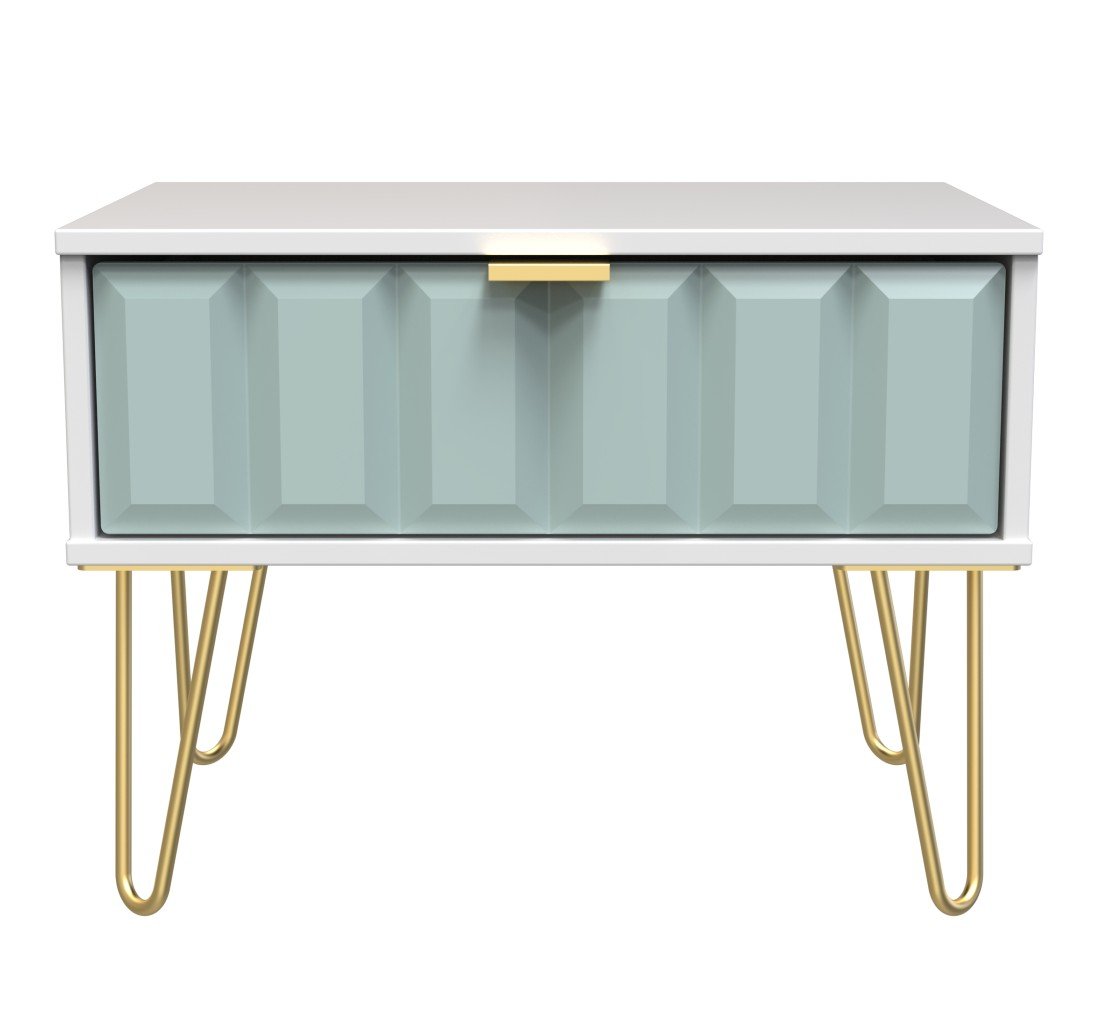 Cube 1 Drawer Midi Chest with Gold Hairpin Legs - Welcome Furniture