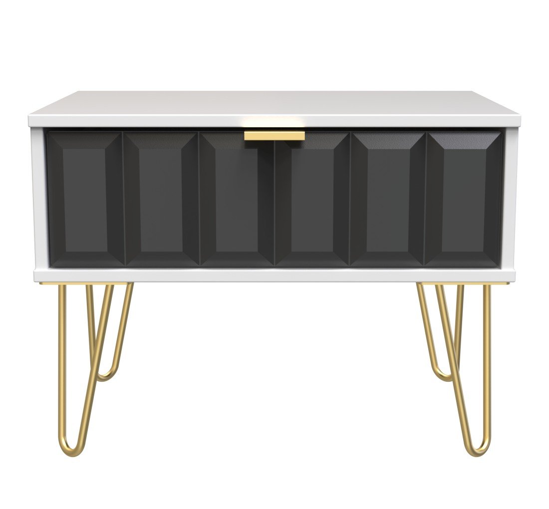 Cube 1 Drawer Midi Chest with Gold Hairpin Legs - Welcome Furniture