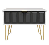 Cube 1 Drawer Midi Chest with Gold Hairpin Legs - Welcome Furniture