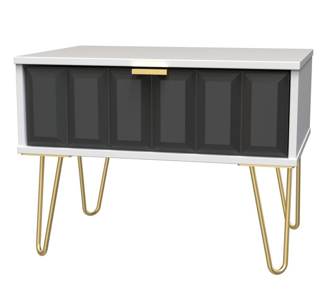 Cube 1 Drawer Midi Chest with Gold Hairpin Legs - Welcome Furniture