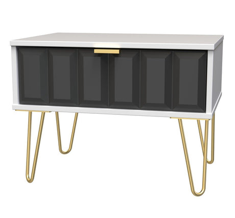 Cube 1 Drawer Midi Chest with Gold Hairpin Legs - Welcome Furniture