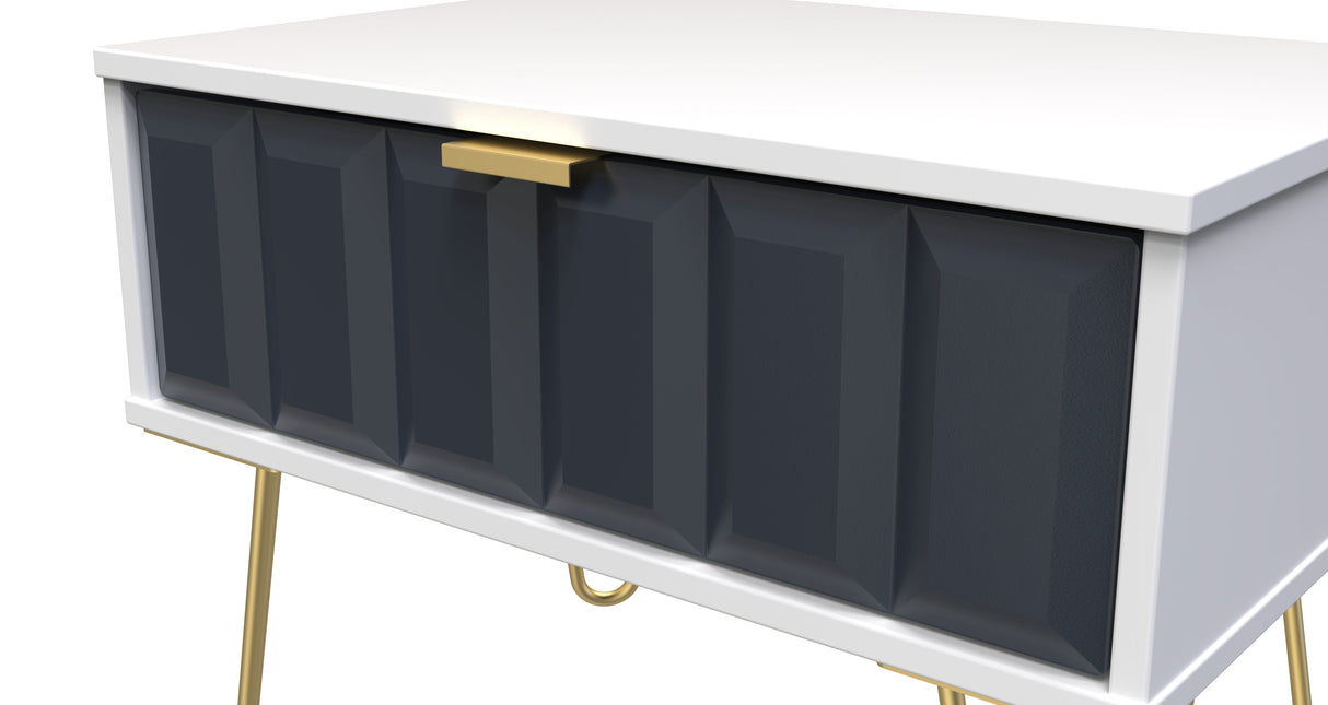 Cube 1 Drawer Midi Chest with Gold Hairpin Legs - Welcome Furniture